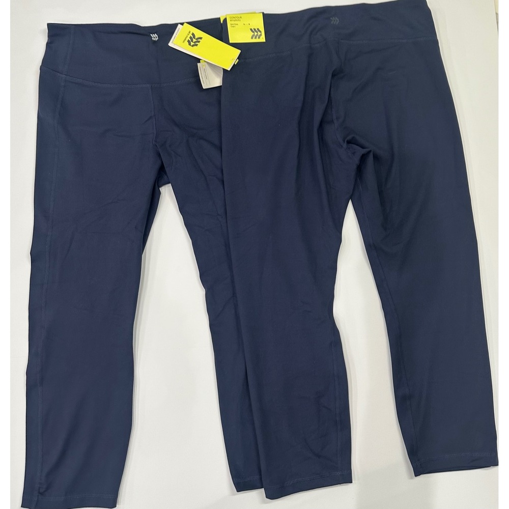 All in Motion 2pk Women Navy Contour Simplicity Mid-Rise Capri Leggings L NWT